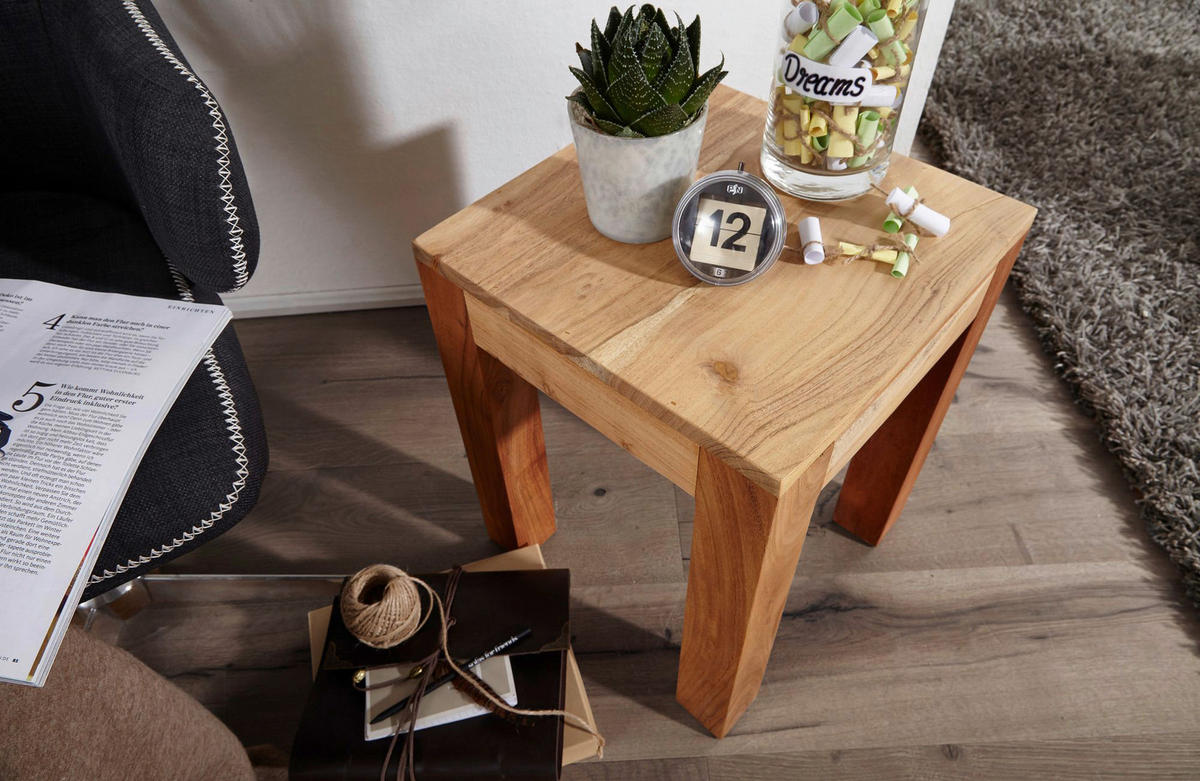 Beistelltisch natur Akazie B/H/T: ca. 35x45x35 cm Beistelltisch - natur (35,00/45,00/35,00cm) - Wohnling