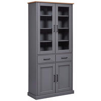 Vitrine Forenzo grau lackiert Holz B/H/L: ca. 38,4x190x90 cm Forenzo - grau (90,00/38,40/190,00cm) - Inter Link