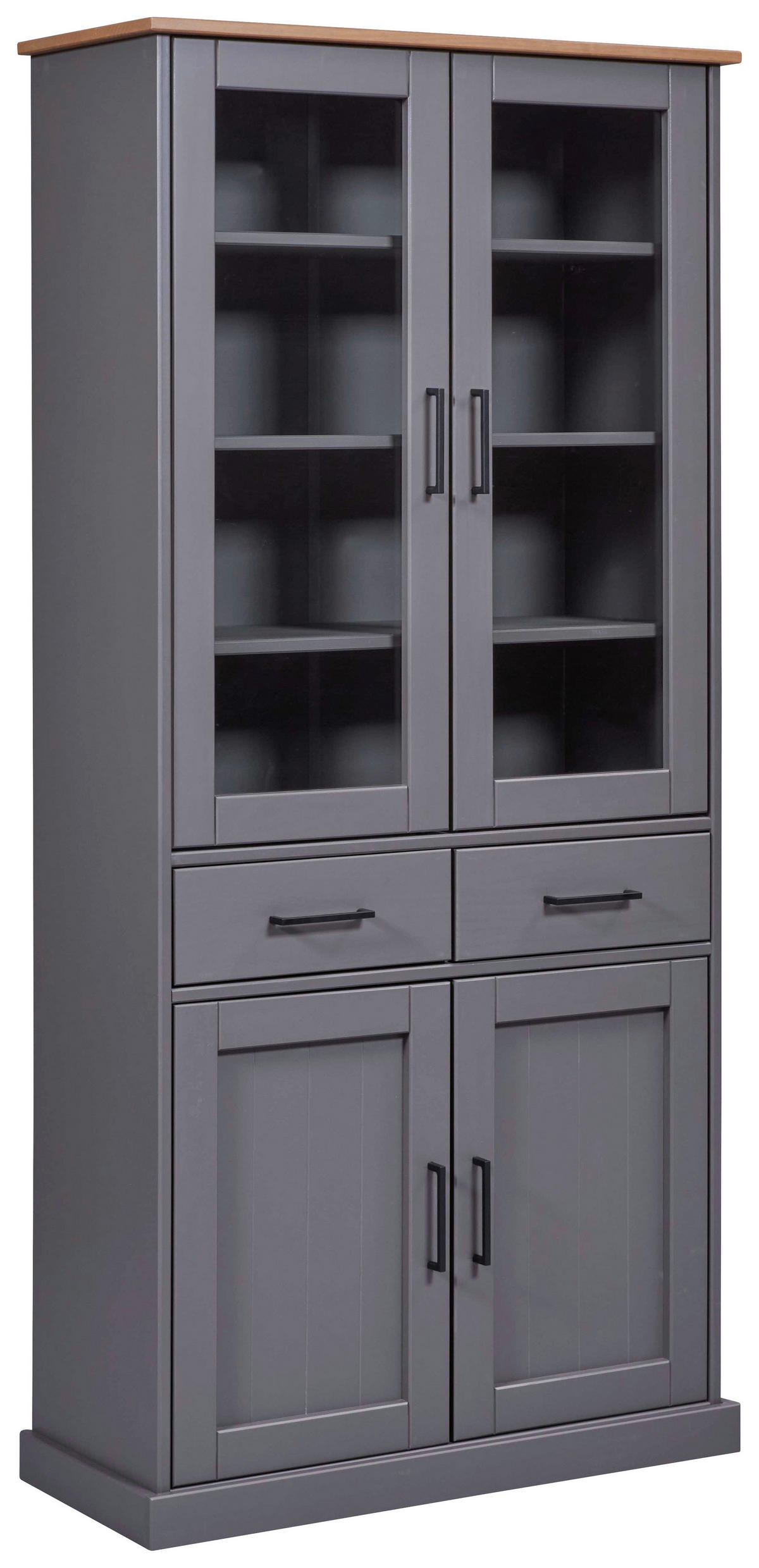 Vitrine Forenzo grau lackiert Holz B/H/L: ca. 38,4x190x90 cm Forenzo - grau (90,00/38,40/190,00cm) - Inter Link
