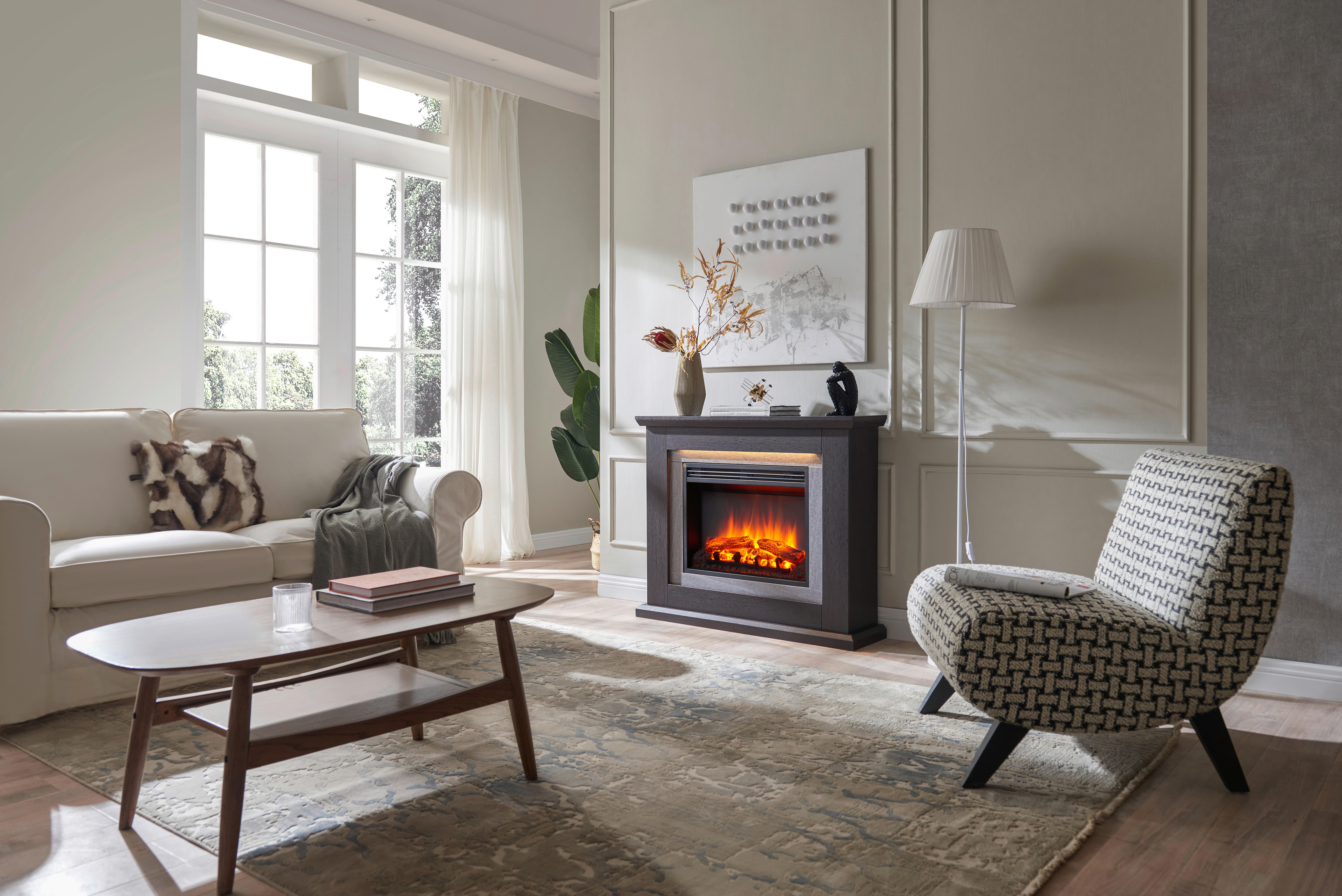 Balderia Elektrischer Kamin Charon dunkelbraun MDF B/H/T: ca. 100x84x25 cm Elek.-Kamin Charon EF378A-MT378A-EO - dunkelbraun (100,00/84,00/25,00cm) - Balderia