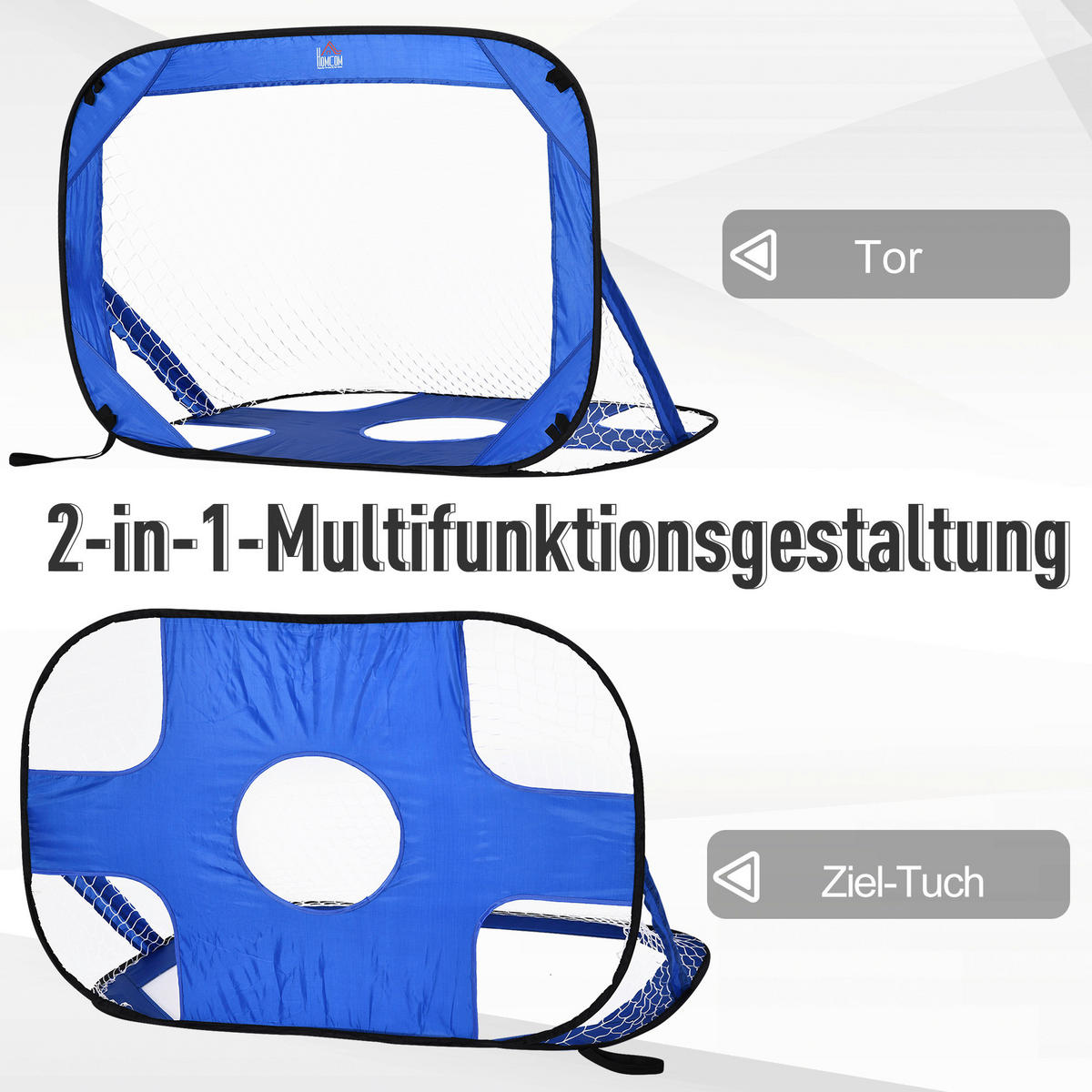 HOMCOM Fußballtor blau B/H/T: ca. 123x80x80 cm Fußballtor im 2er Set - blau (123,00/80,00/80,00cm) - HOMCOM