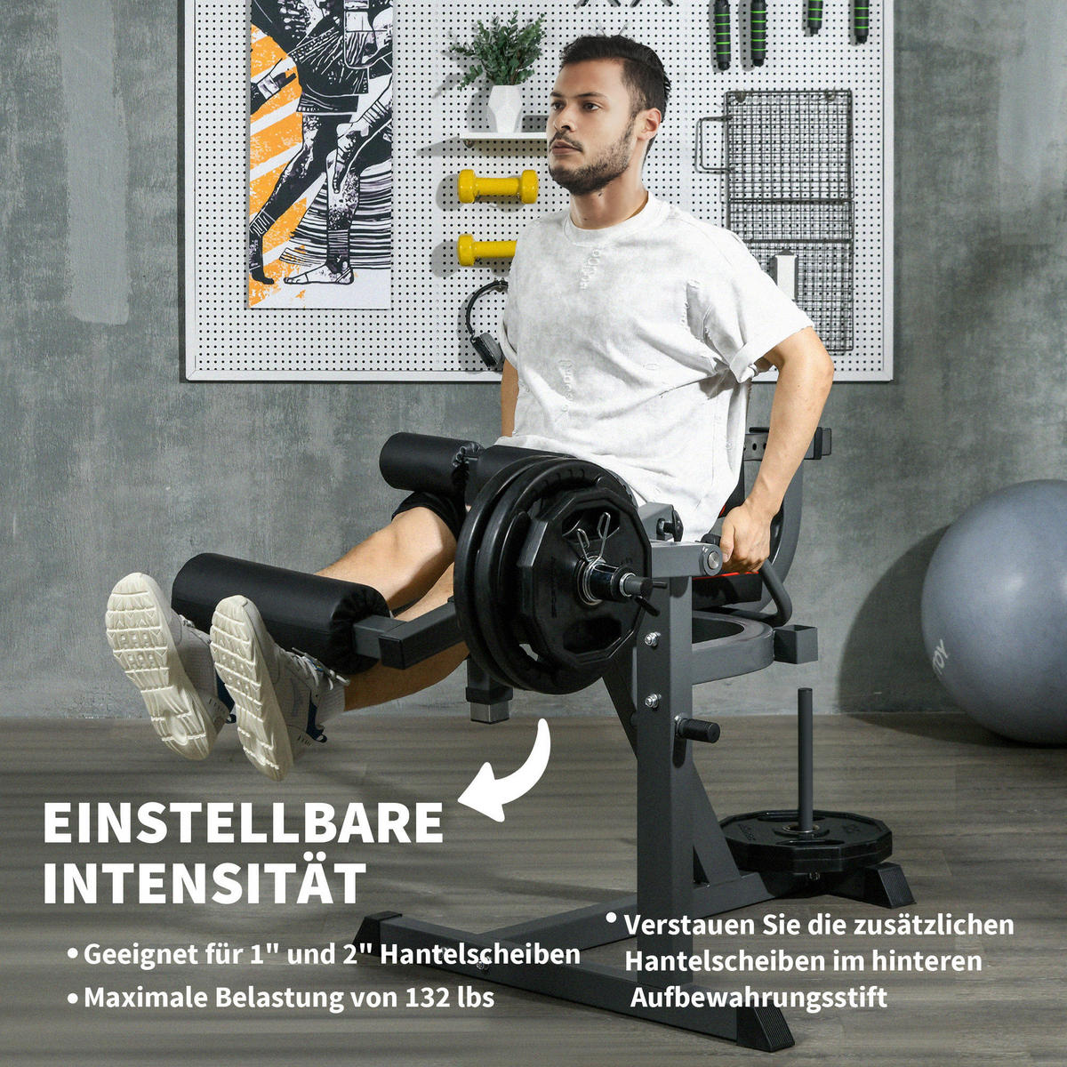 SPORTNOW Beinstrecker schwarz Stahl B/H/L: ca. 90x105x100 cm Beinstrecker - schwarz/grau (100,00/90,00/105,00cm) - SPORTNOW