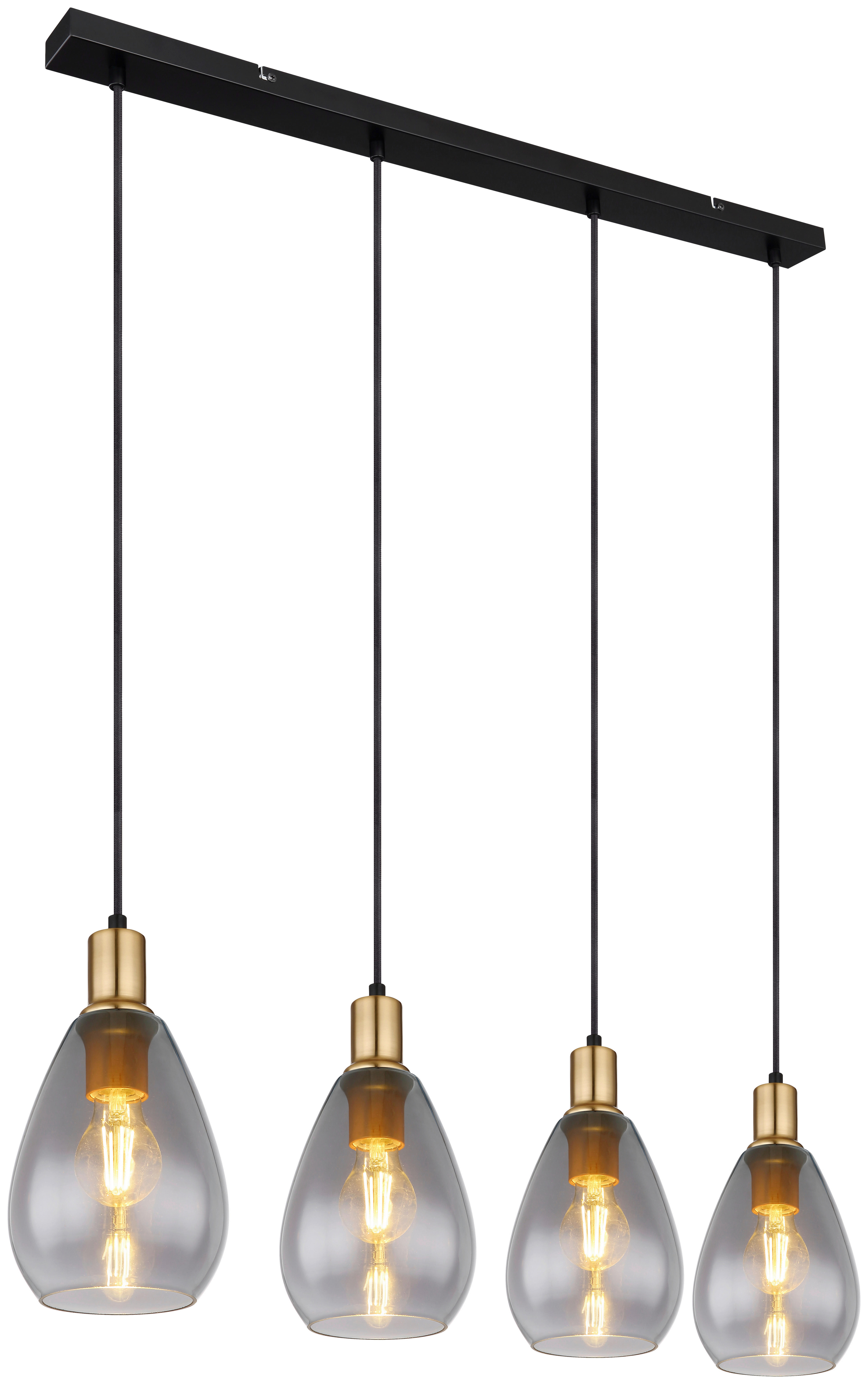 GLOBO Pendelleuchte Fanni 15563-4H Rauch Glas B/H/L: ca. 15x120x90 cm E27 4 Brennstellen Pendelleuchte_Fanni - Rauch (90,00/15,00/120,00cm) - GLOBO