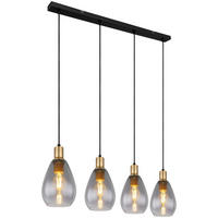 GLOBO Pendelleuchte Fanni 15563-4H Rauch Glas B/H/L: ca. 15x120x90 cm E27 4 Brennstellen Pendelleuchte_Fanni - Rauch (90,00/15,00/120,00cm) - GLOBO