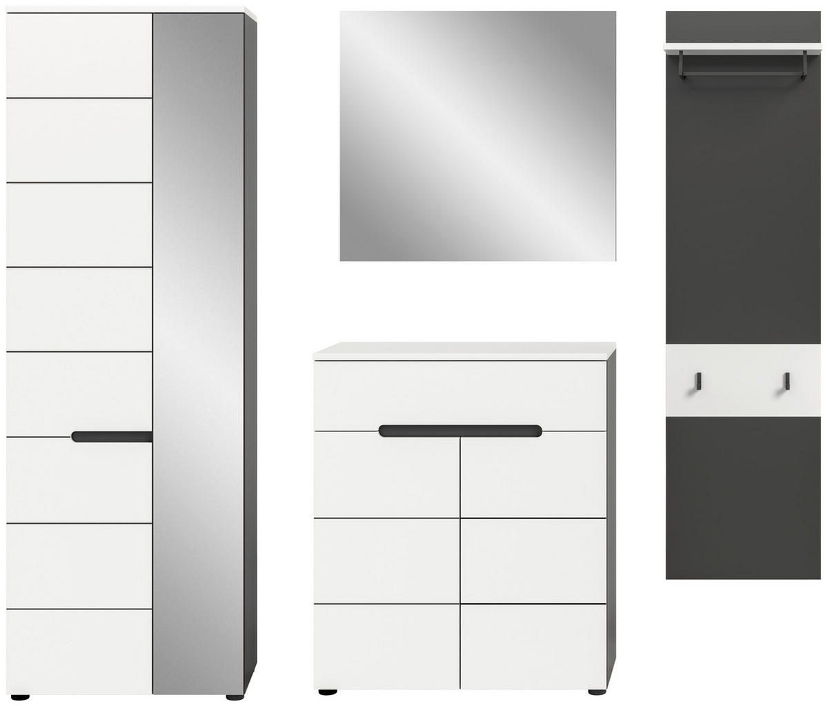Garderobe Canu basaltgrau Nachbildung weiß B/H/T: ca. 220x190x37 cm Canu - weiß/basaltgrau (220,00/190,00/37,00cm) - xonox.home