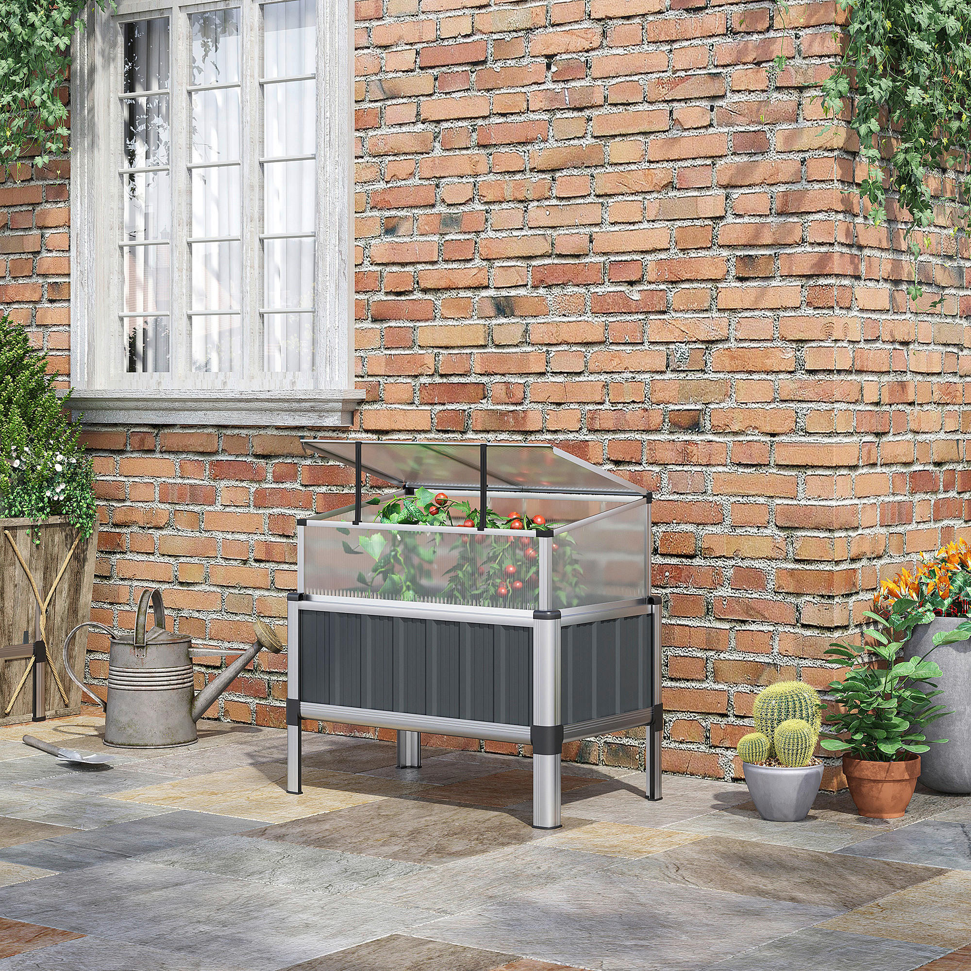 Outsunny Hochbeet Aluminium B/H/L: ca. 50x74x80 cm Hochbeet - (80,00/50,00/74,00cm) - Outsunny