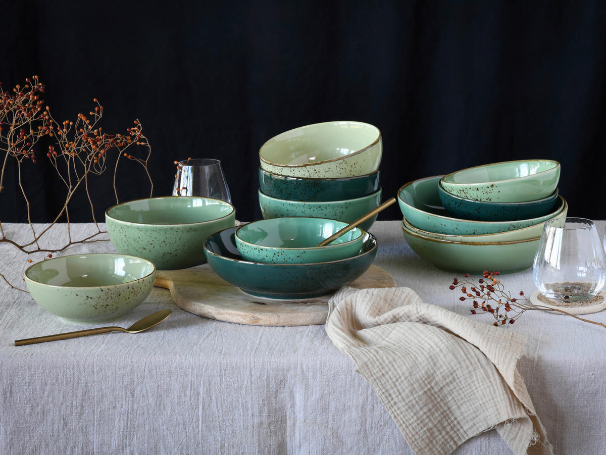 CreaTable Schüsselset Nature Collection grün Steinzeug Nature Collection - grün - CreaTable