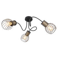 GLOBO Deckenleuchte gold schwarz Metall H/D: ca. 24x60 cm E27 3 Brennstellen ARGUSTO - gold/schwarz (60,00/24,00cm) - GLOBO