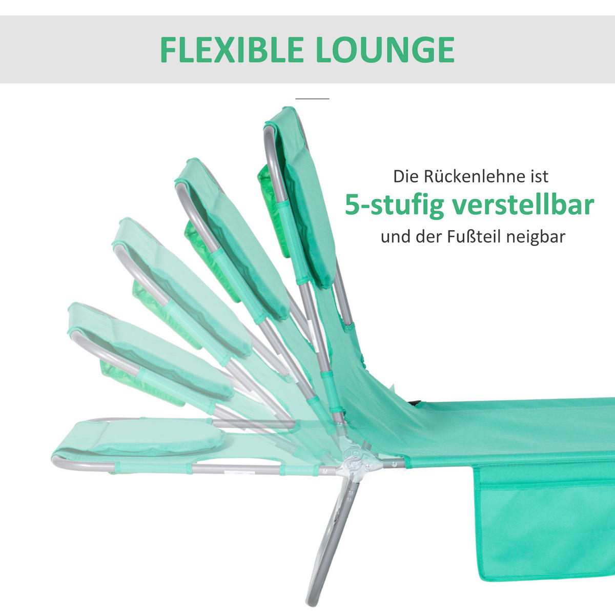 Outsunny Sonnenliege grün Polyester B/H/L: ca. 55x29x185 cm Sonnenliege - grün (185,00/55,00/29,00cm) - Outsunny