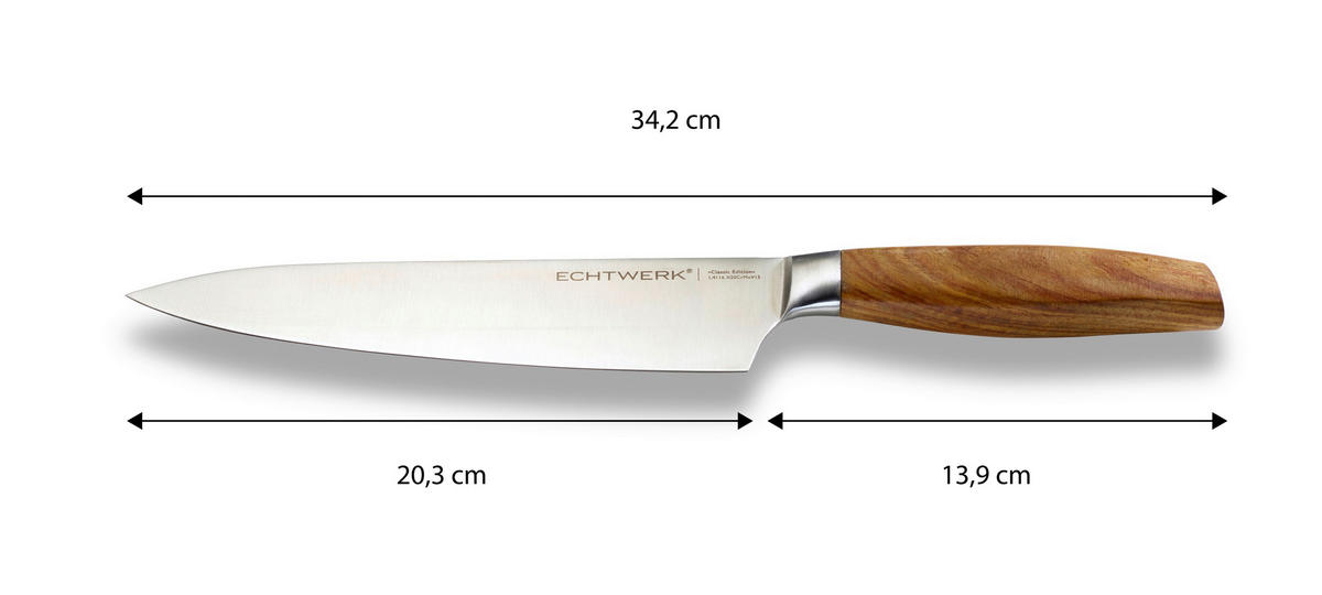 ECHTWERK Kochmesser Classic Edition silber Stahl B/H/L: ca. 4,5x0,22x34,4 cm Classic Edition - silber (34,40/4,50/0,22cm) - ECHTWERK