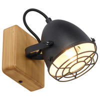 Just Light Spot BEETLE 15171-18 schwarz natur Holz Metall B/H/T: ca. 11,5x20x11,5 cm E14 1 Brennstellen BEETLE - natur/schwarz (11,50/20,00/11,50cm) - Just Light