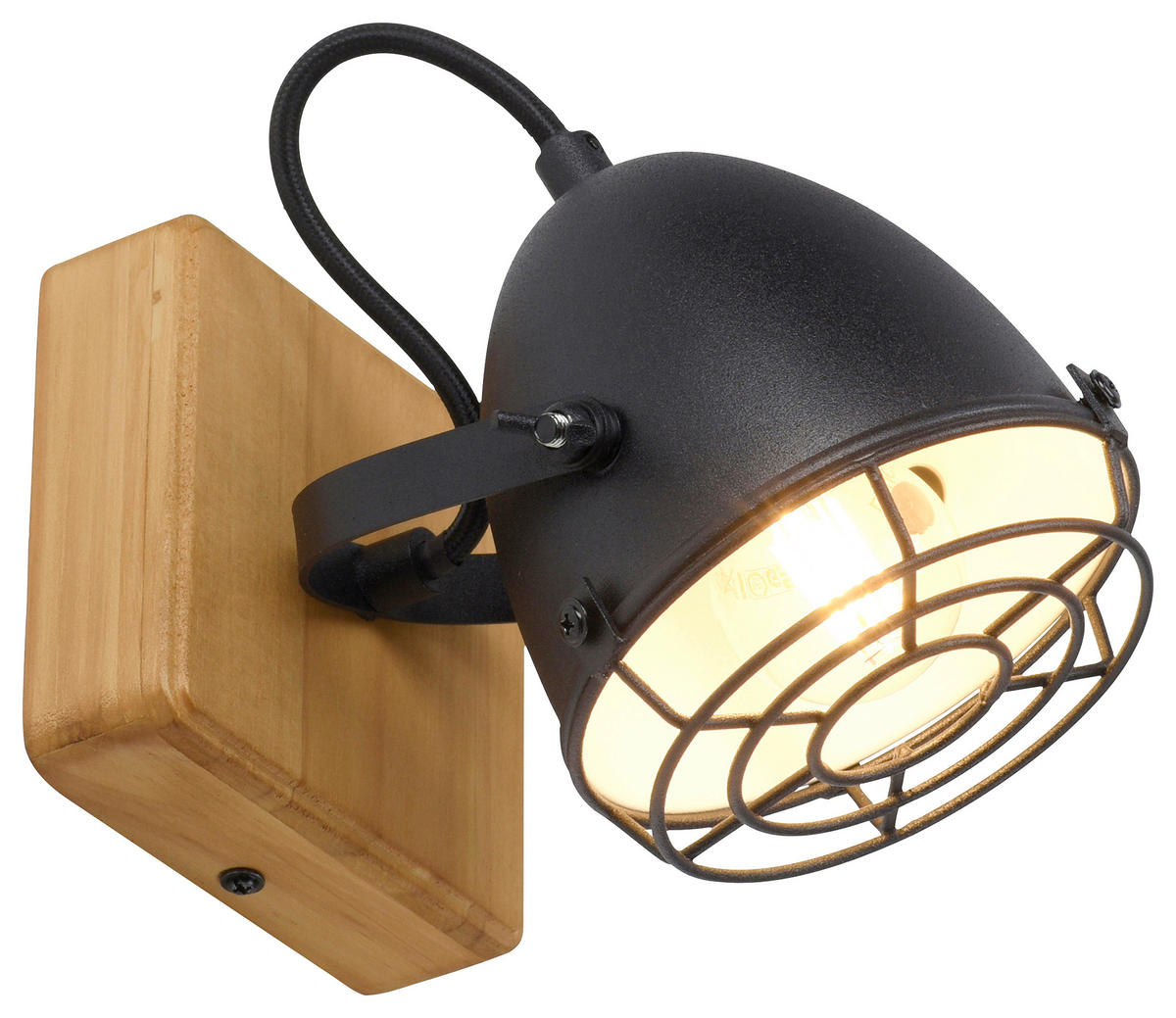 Just Light Spot BEETLE 15171-18 schwarz natur Holz Metall B/H/T: ca. 11,5x20x11,5 cm E14 1 Brennstellen BEETLE - natur/schwarz (11,50/20,00/11,50cm) - Just Light