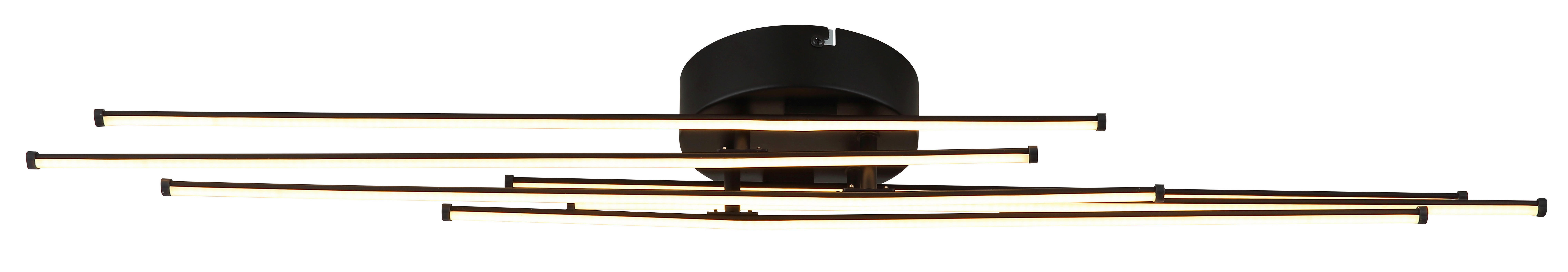 GLOBO LED-Deckenleuchte mattschwarz Opal Kunststoff Metall H/D: ca. 7,7x80 cm 1 Brennstellen LAWSON - Opal/mattschwarz (80,00/7,70cm) - GLOBO