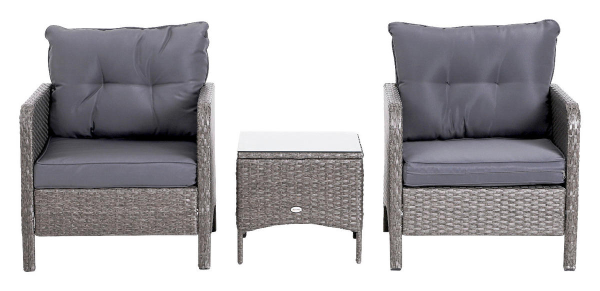 Outsunny Gartensitzgruppe dunkelgrau Polyrattan Gartengarnitur_5tlg. - dunkelgrau - Outsunny