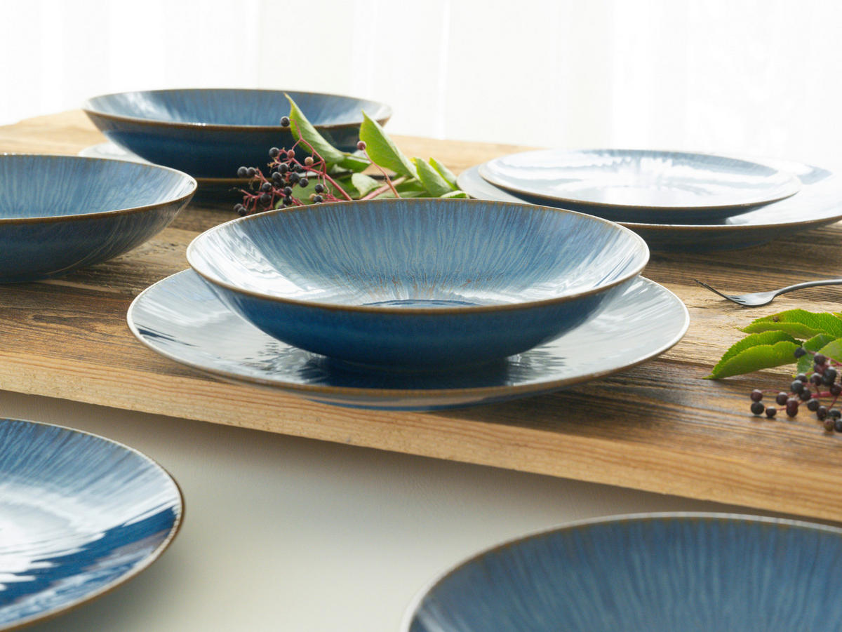 CreaTable Tafelservice Sea Breeze blau Steinzeug 18 tlg. Sea Breeze - blau - CreaTable