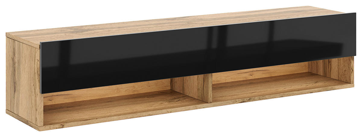 TV-Lowboard TV LOWBOARD DERBY 140 Eiche Wotan Nachbildung schwarz glänzend B/H/T: ca. 140x32,5x31,5 cm TV LOWBOARD DERBY 140 - Eiche/schwarz (140,00/32,50/31,50cm) - WIPMEB