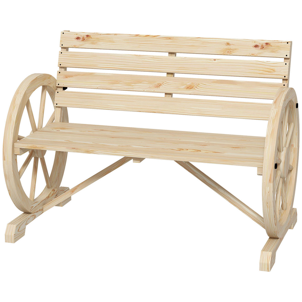 Outsunny Gartenbank natur Holz B/H/L: ca. 56x105,5x79 cm Gartenbank - natur (79,00/56,00/105,50cm) - Outsunny