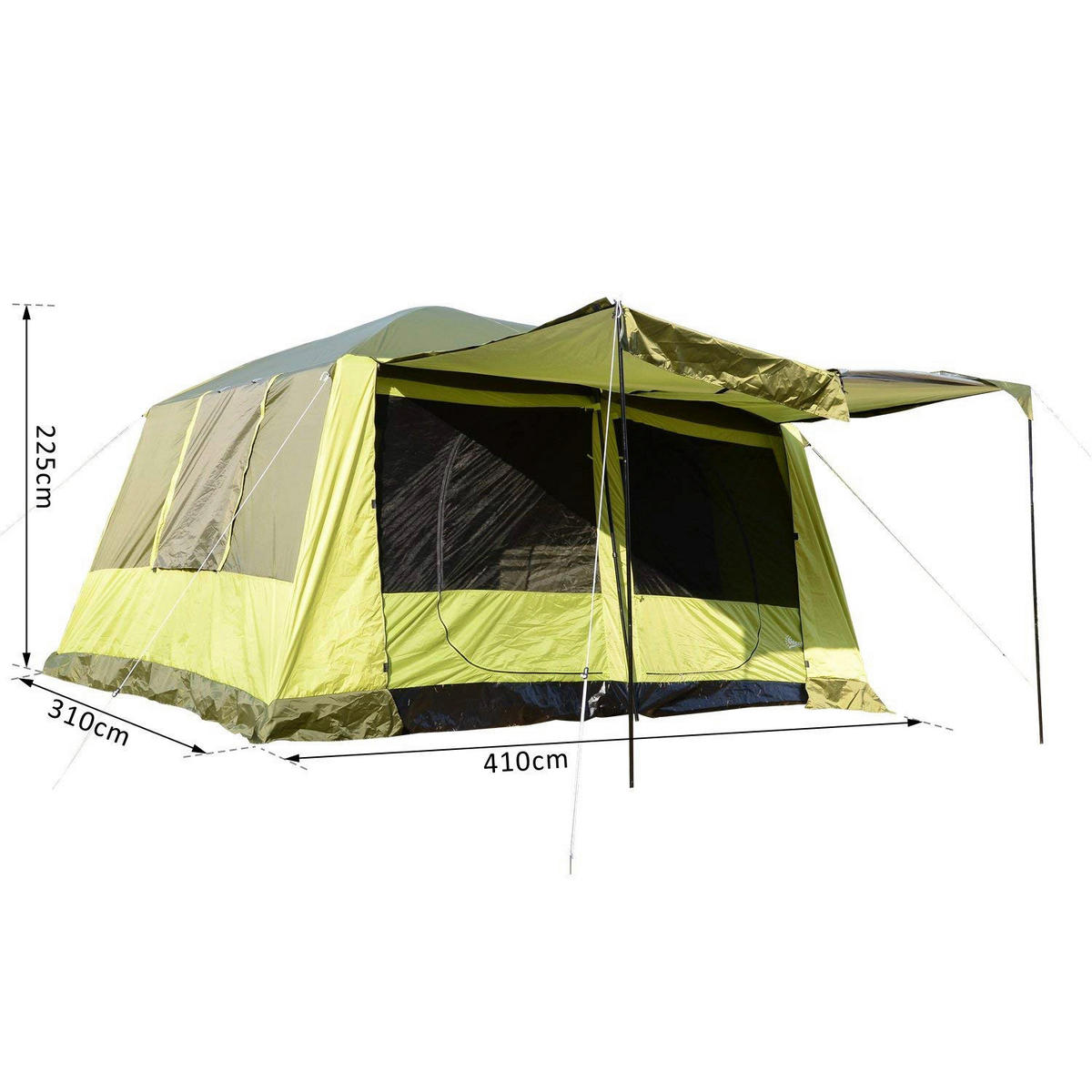 Outsunny Familienzelt gelb Metall B/H/L: ca. 310x225x410 cm Familienzelt - gelb/grün (410,00/310,00/225,00cm) - Outsunny
