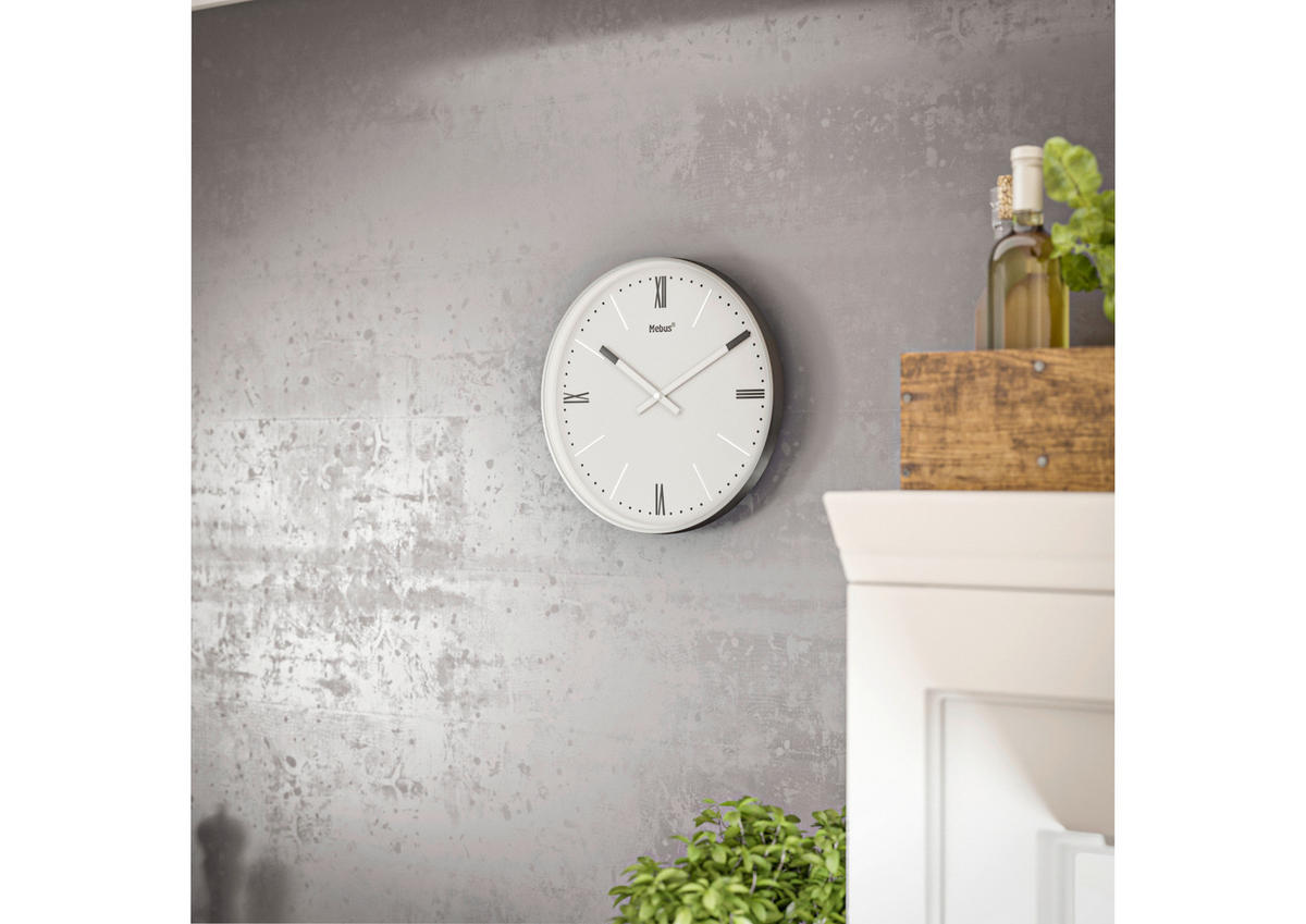 Mebus Wanduhr anthrazit D: ca. 25 cm Wanduhr_Funk - anthrazit/silber (25,00cm) - Mebus