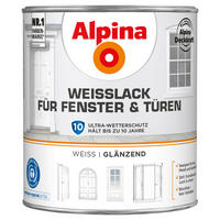 Alpina Weißlack für Türen & Fenster weiß glänzend ca. 2 l für Türen & Fenster - weiß (2,00l) - alpina