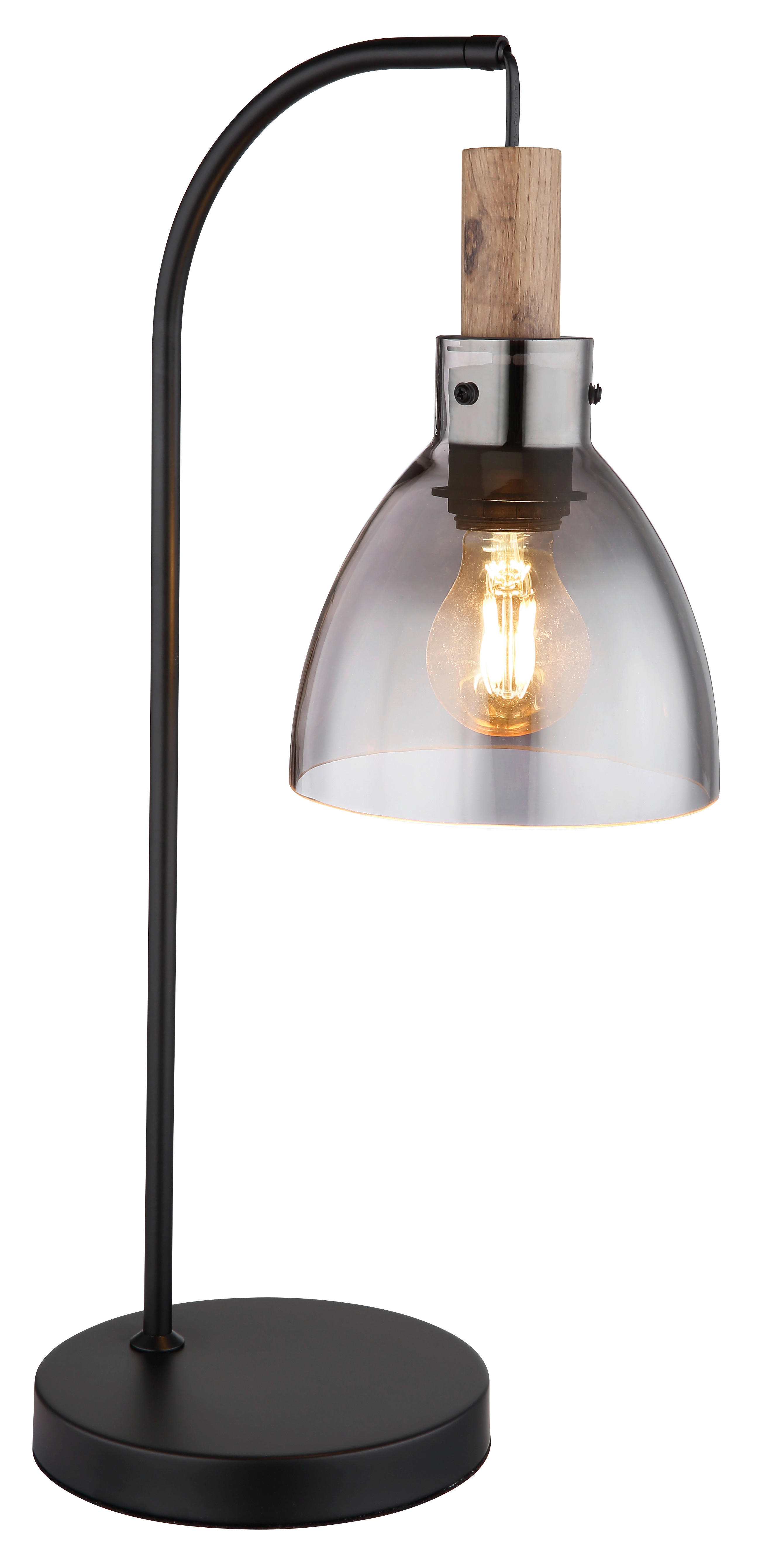 GLOBO Tischleuchte dunkelbraun schwarz Metall MDF B/H/T: ca. 18x55x25 cm E27 1 Brennstellen MATTEA - dunkelbraun/schwarz (18,00/55,00/25,00cm) - GLOBO