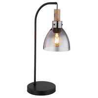 GLOBO Tischleuchte dunkelbraun schwarz Metall MDF B/H/T: ca. 18x55x25 cm E27 1 Brennstellen MATTEA - dunkelbraun/schwarz (18,00/55,00/25,00cm) - GLOBO