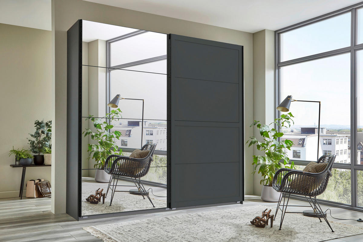 Schwebetürenschrank Chalet Graphit B/H/T: ca. 225x208x65 cm Chalet - Graphit (225,00/208,00/65,00cm)
