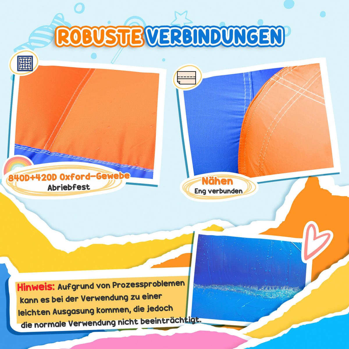 Outsunny Hüpfburg bunt B/H/L: ca. 250x350x185 cm Hüpfburg - bunt (185,00/250,00/350,00cm) - Outsunny