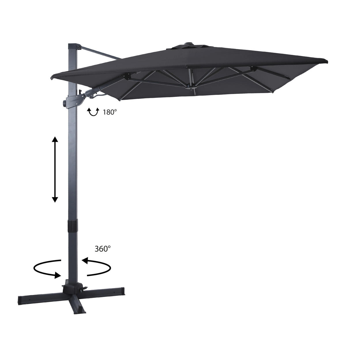 AXI Outdoor Living Ampelschirm Milad anthrazit Metall B/H/L: ca. 200x250x300 cm Milad - anthrazit/grau (300,00/200,00/250,00cm) - AXI Outdoor Living