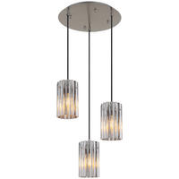 GLOBO Pendelleuchte klar nickel matt Glas Metall H/D: ca. 120x38,5 cm E27 3 Brennstellen CAYDEN - klar/nickel matt (38,50/120,00cm) - GLOBO