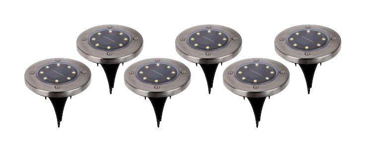 LED Solar-Bodenleuchte 6er-Set NV5228806 Edelstahloptik Kunststoff H/D: ca. 14x11 cm KIAN - Edelstahloptik (11,00/14,00cm) - Näve Leuchten