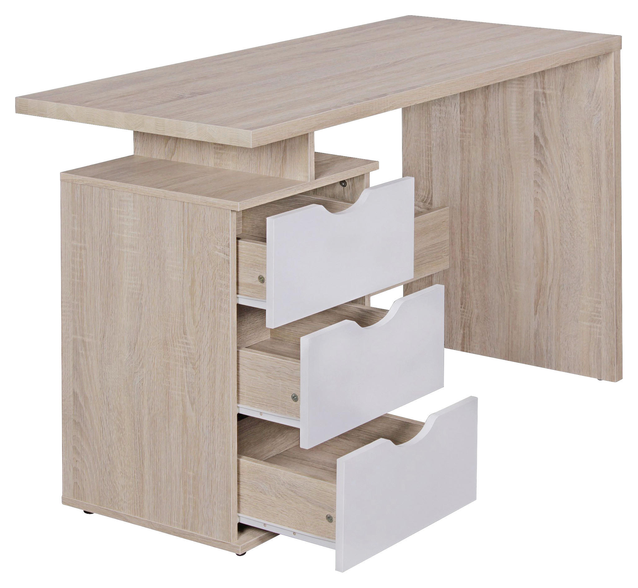 Schreibtisch Eiche Sonoma Nachbildung weiß B/H/T: ca. 120x76x53 cm Schreibtisch - Eiche/weiß (120,00/76,00/53,00cm) - Wohnling