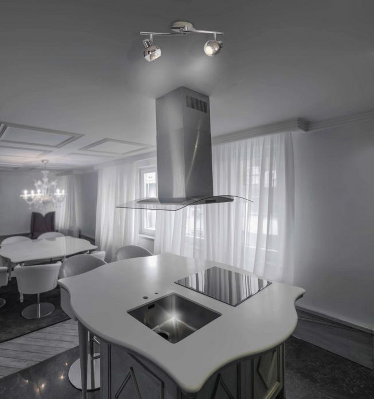 Näve Leuchten LED-Wand- Deckenleuchten NV1117542 Chrom Glas Metall B/H/T: ca. 41x8x14 cm 2 Brennstellen Boccia - Chrom (41,00/8,00/14,00cm) - Näve Leuchten