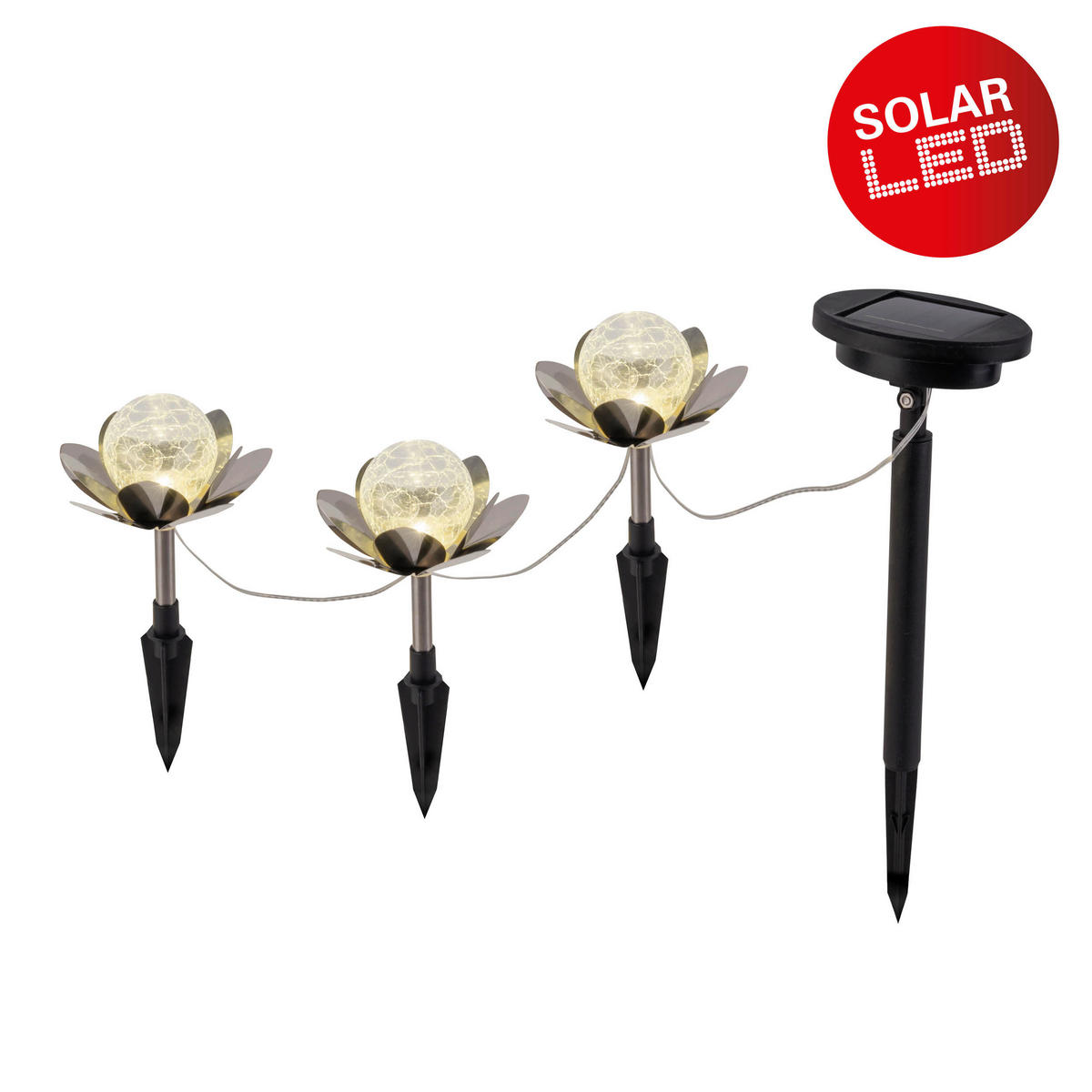 LED-Solarleuchte silber Metall Kunststoff Glas B/H/T/D: ca. 300x20x10x10 cm LULE - silber (300,00/20,00/10,00cm) - Näve Leuchten