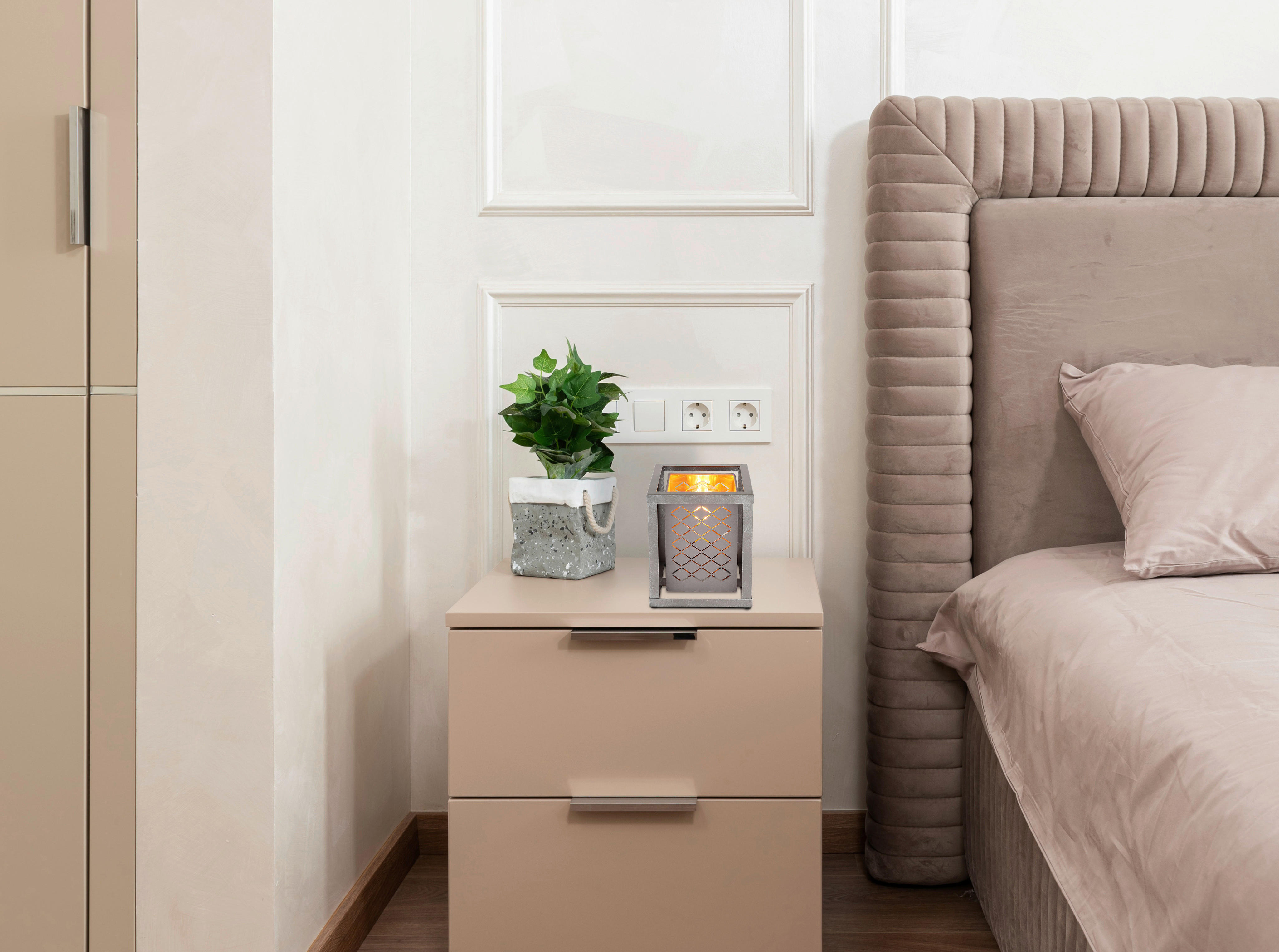 Thumbnail - GLOBO Tischleuchte silber gold Metall B/H/T: ca. 17x22x17 cm E27 1 Brennstellen