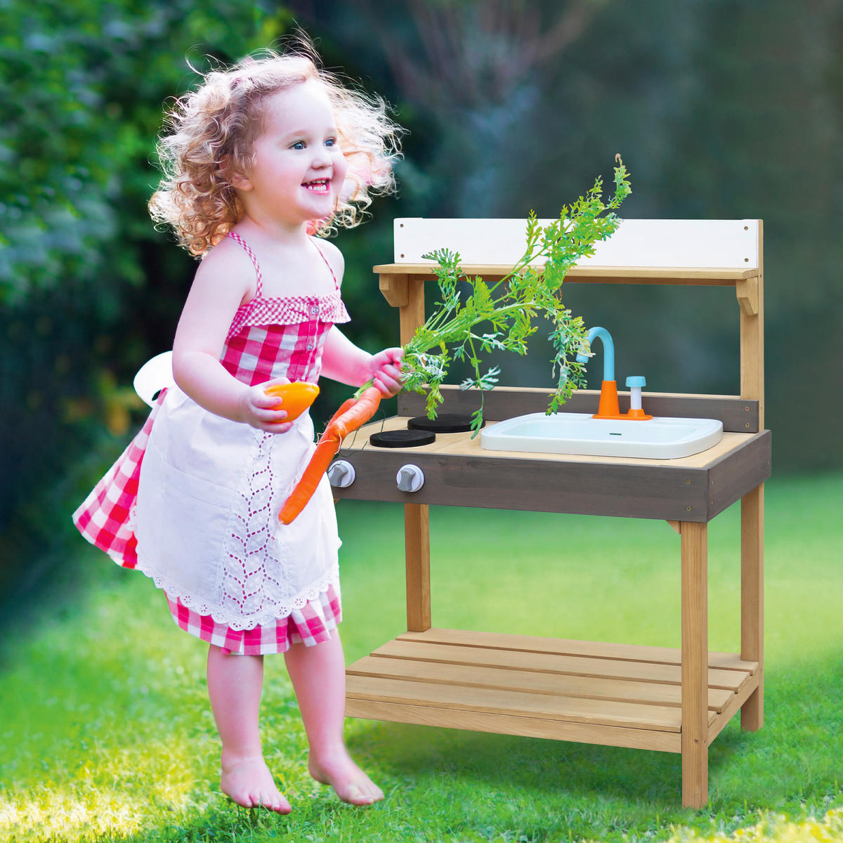 AXI Spielküchen Rosa braun B/H/L: ca. 75x100x40 cm Rosa - braun/weiß (40,00/75,00/100,00cm) - AXI