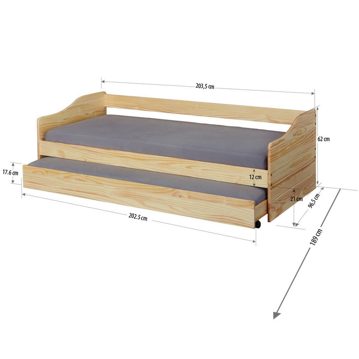Funktionsbett Leonie Modell'23 natur Leonie Modell'23 - natur (207,00/96,50/62,00cm) - Inter Link