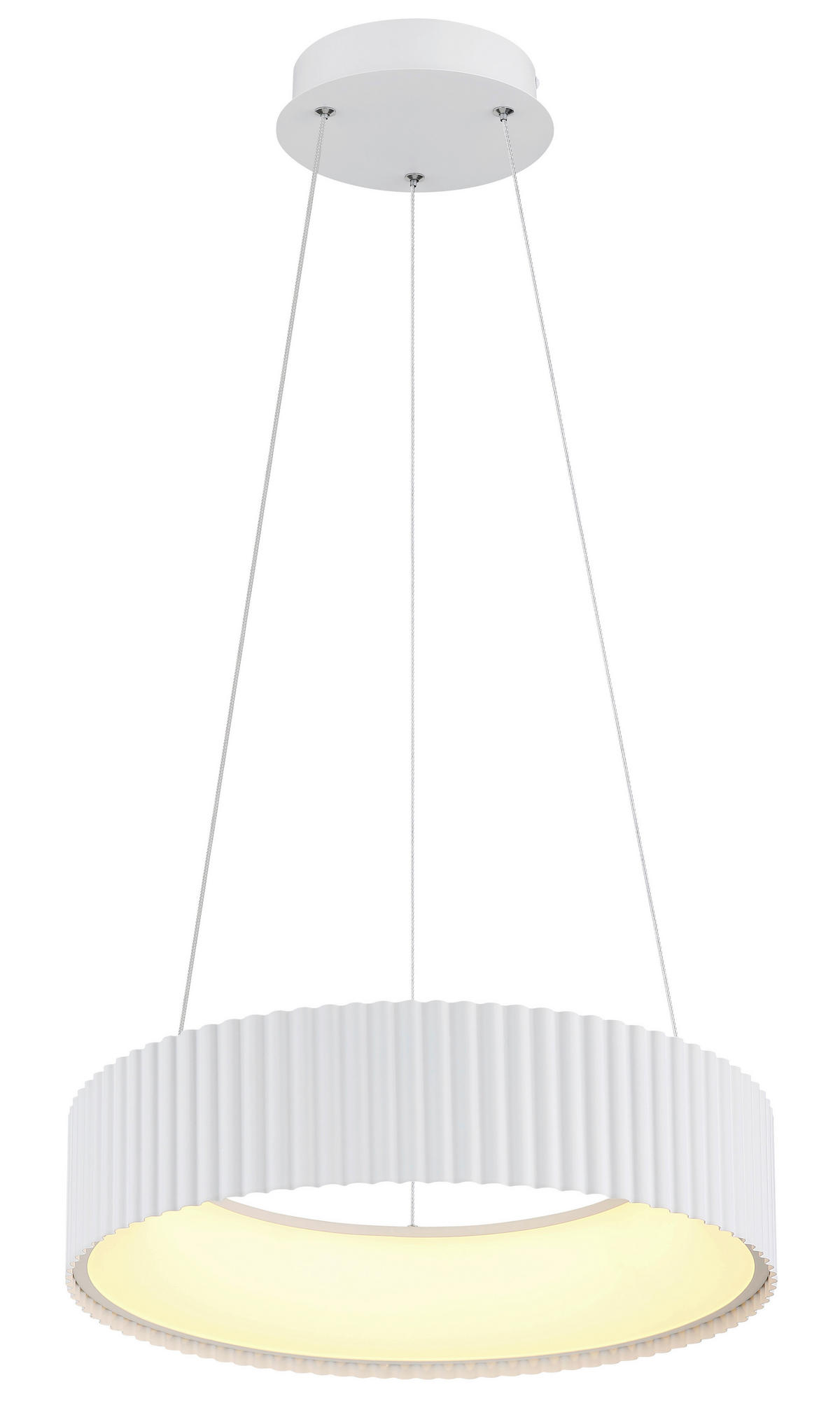 GLOBO LED-Hängeleuchte weiß Opal PVC Metall Acryl H/D: ca. 120x46 cm 1.0 Brennstellen KEMP - weiß/Opal (46,00/120,00cm) - GLOBO