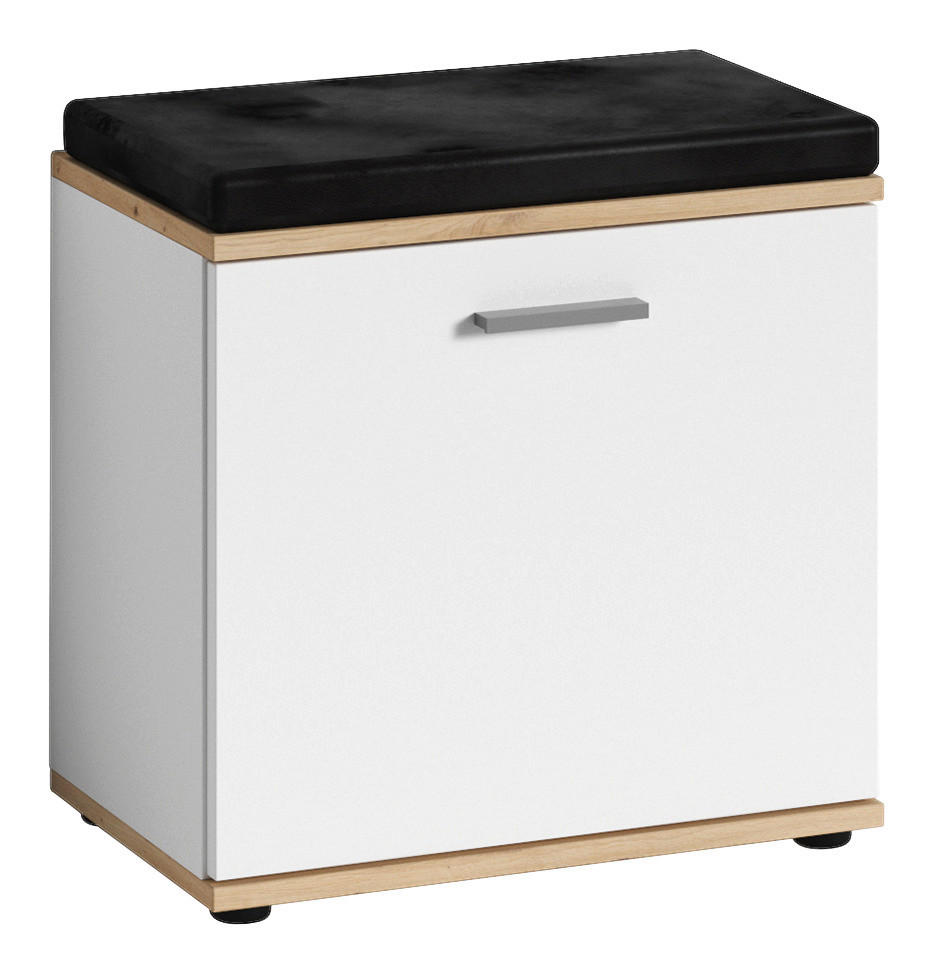 Sitzbank JAKOB Eiche Nachbildung weiß schwarz B/H/T: ca. 48,5x49x30 cm JAKOB - Eiche/weiß (48,50/49,00/30,00cm) - byLIVING