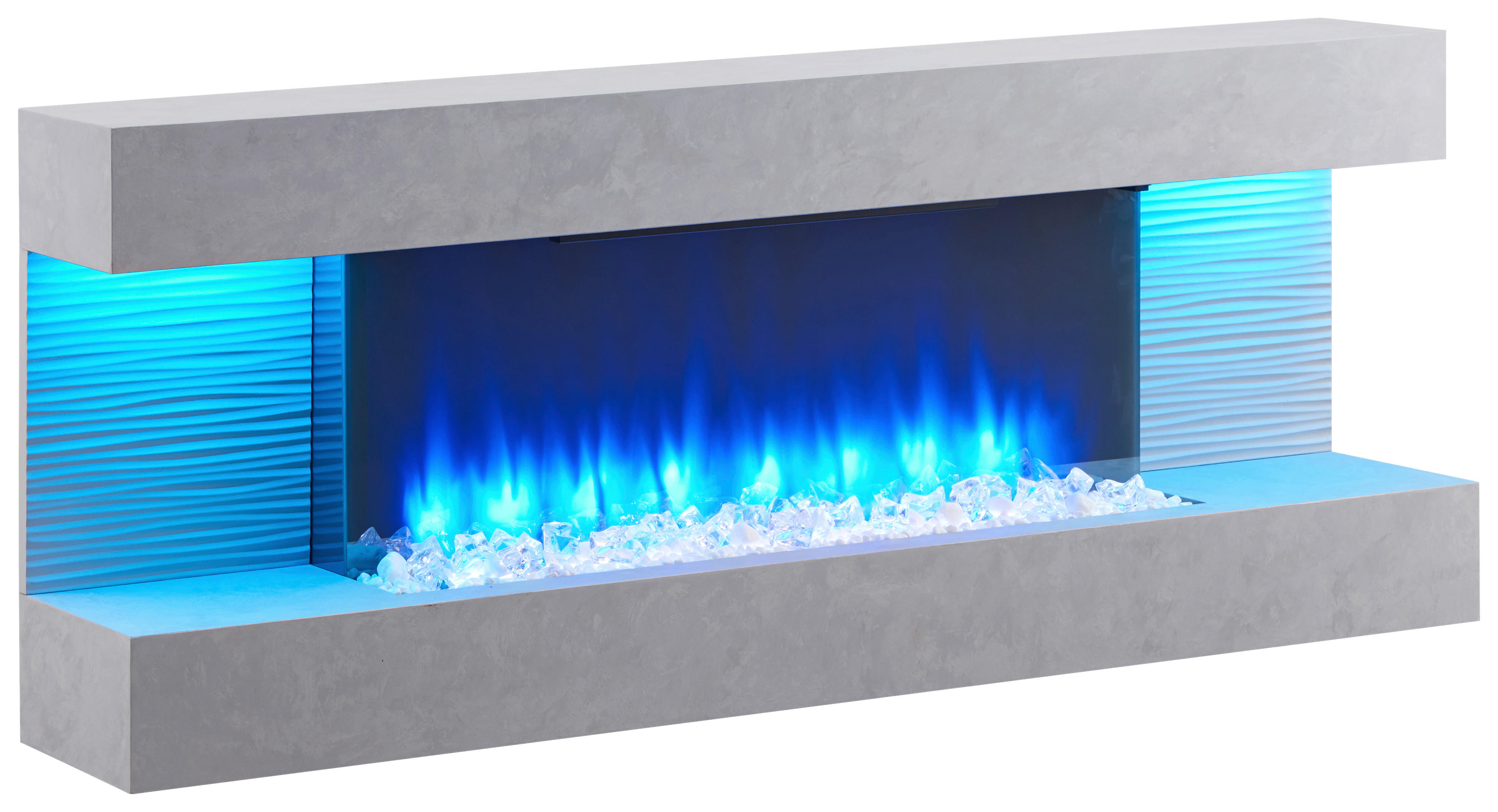 Balderia Wandkamin Elektrischer-Kamin Hestia grau MDF B/H/T: ca. 152x59x25 cm Elek.-Kamin Hestia EF197A-MT197E-CG - grau (152,00/59,00/25,00cm) - Balderia
