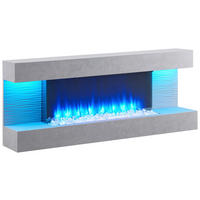Balderia Wandkamin Elektrischer-Kamin Hestia grau MDF B/H/T: ca. 152x59x25 cm Elek.-Kamin Hestia EF197A-MT197E-CG - grau (152,00/59,00/25,00cm) - Balderia