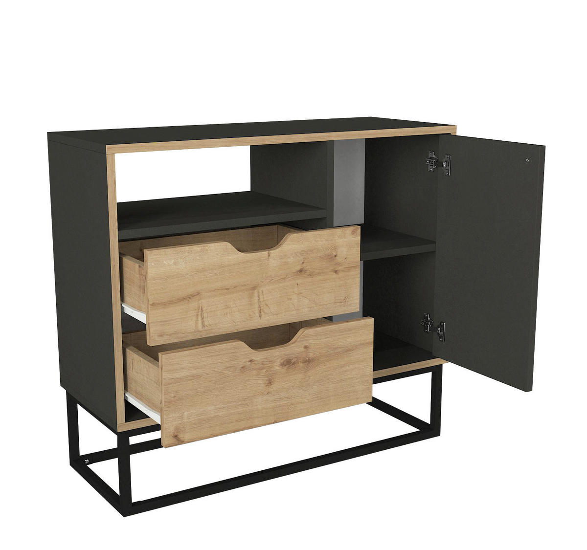 Kommode Dolores anthrazit Safir Nachbildung B/H/T: ca. 90x80x35 cm Dolores - anthrazit/Safir (90,00/80,00/35,00cm) - moebel17
