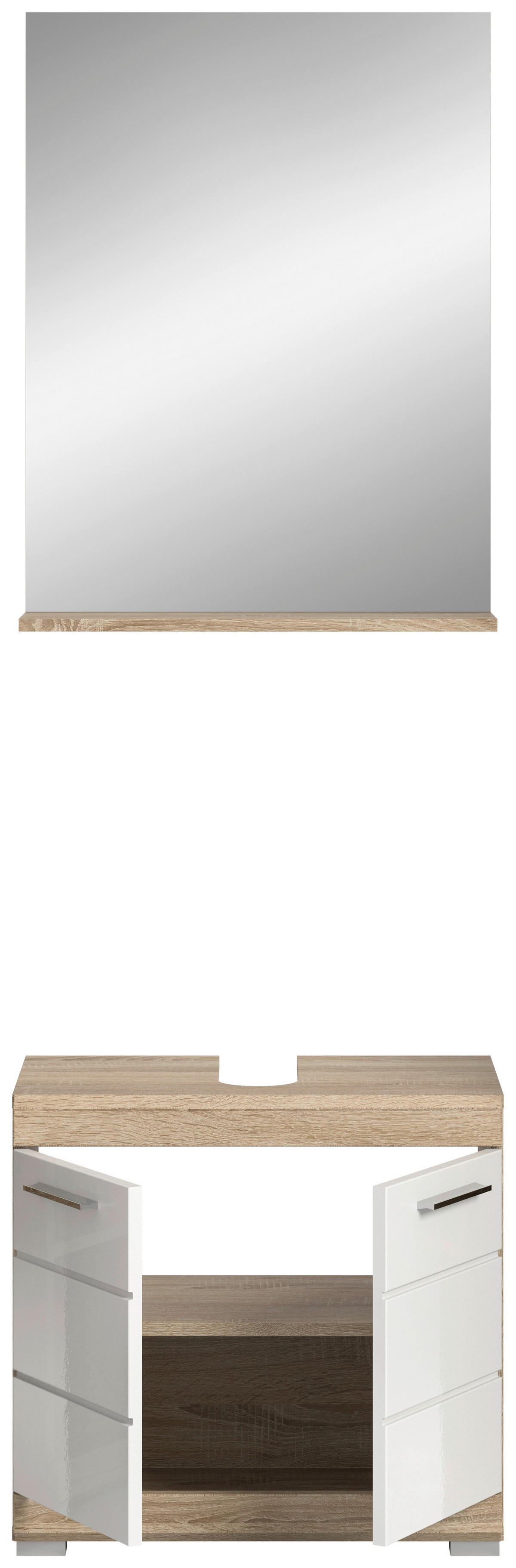 Badezimmer-Set Lambada Eiche Sonoma Nachbildung weiß Hochglanz B/H/T: ca. 60x191x34 cm Lambada - Eiche/weiß (60,00/191,00/34,00cm) - xonox.home
