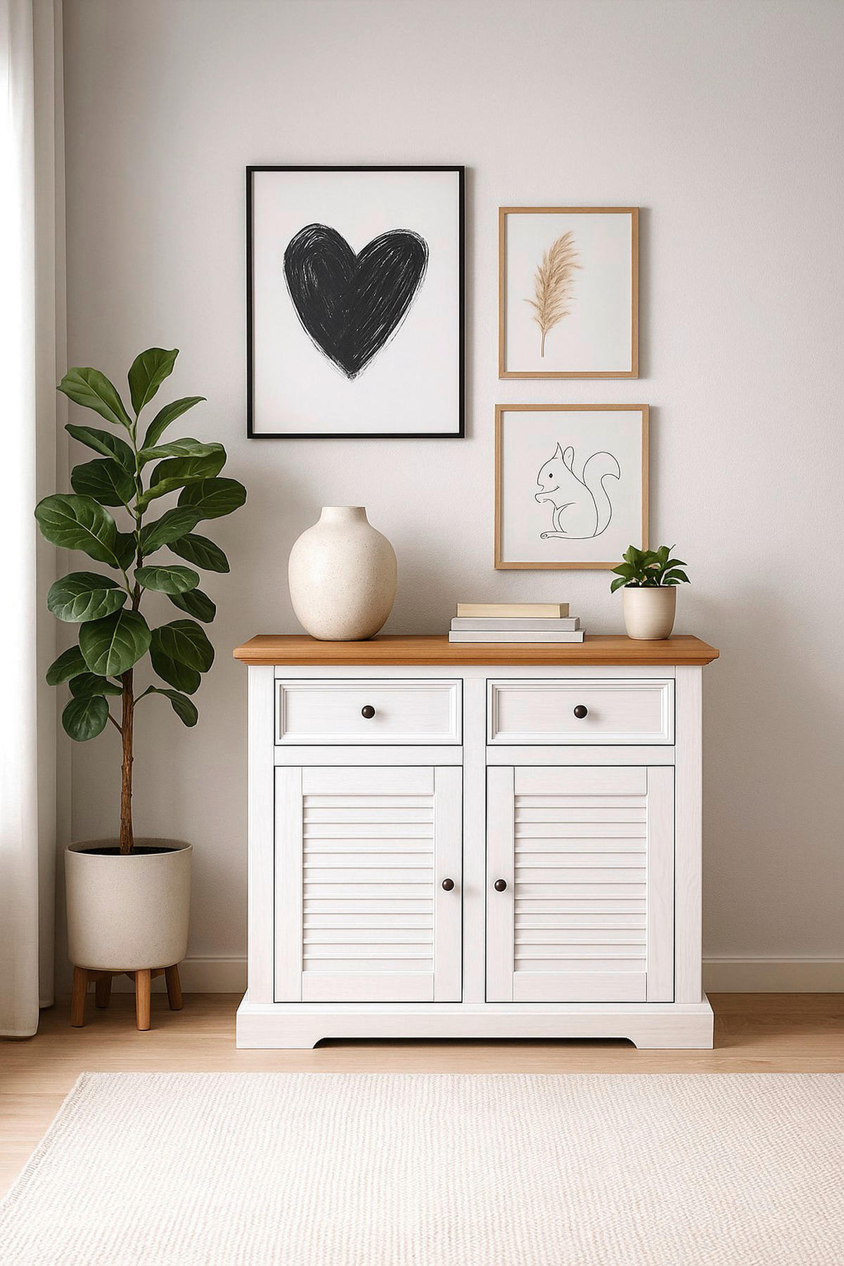 Kommode Breda B/H/T: ca. 107x89x42 cm Breda - weiß/honig (107,00/89,00/42,00cm)