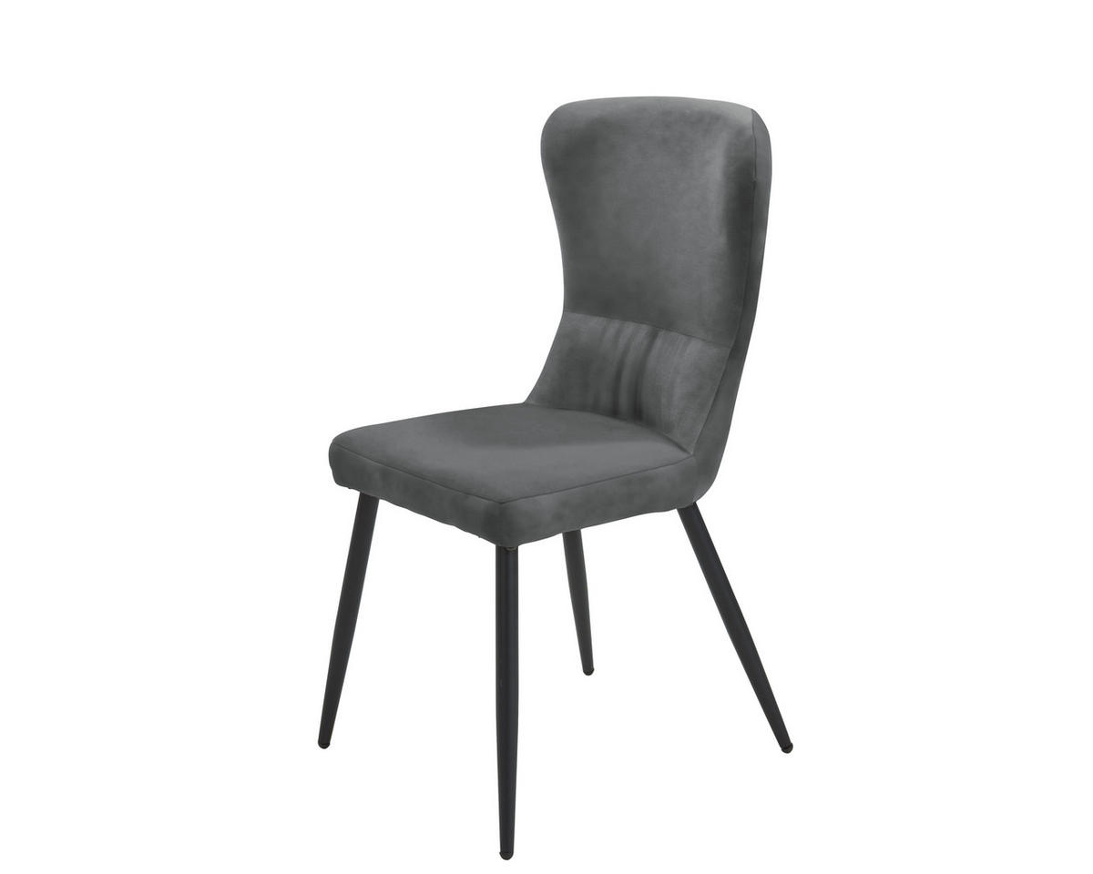 Stuhl Kate grau Samt B/H/T: ca. 60x94,5x51,5 cm Kate - schwarz/grau (60,00/94,50/51,50cm)