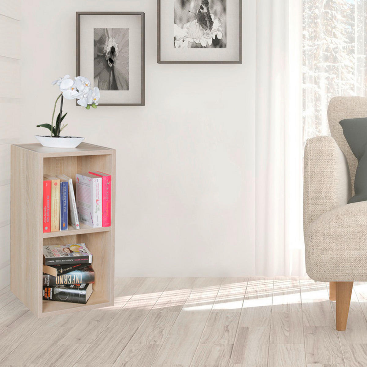 Standregal Eiche Sonoma Nachbildung B/H/T: ca. 30x60x30 cm Standregal - Eiche (30,00/60,00/30,00cm) - Wohnling