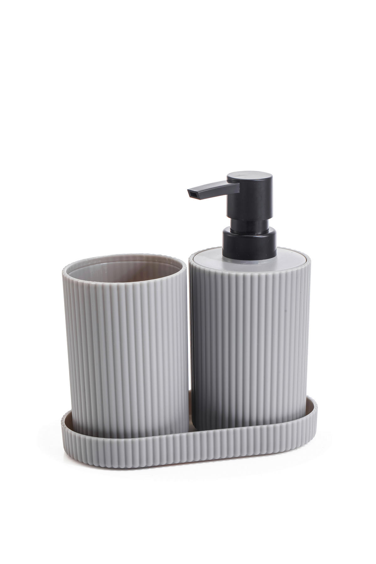 Badezimmer-Set grau Kunststoff Badset_3tlg. grau - grau - Sensation