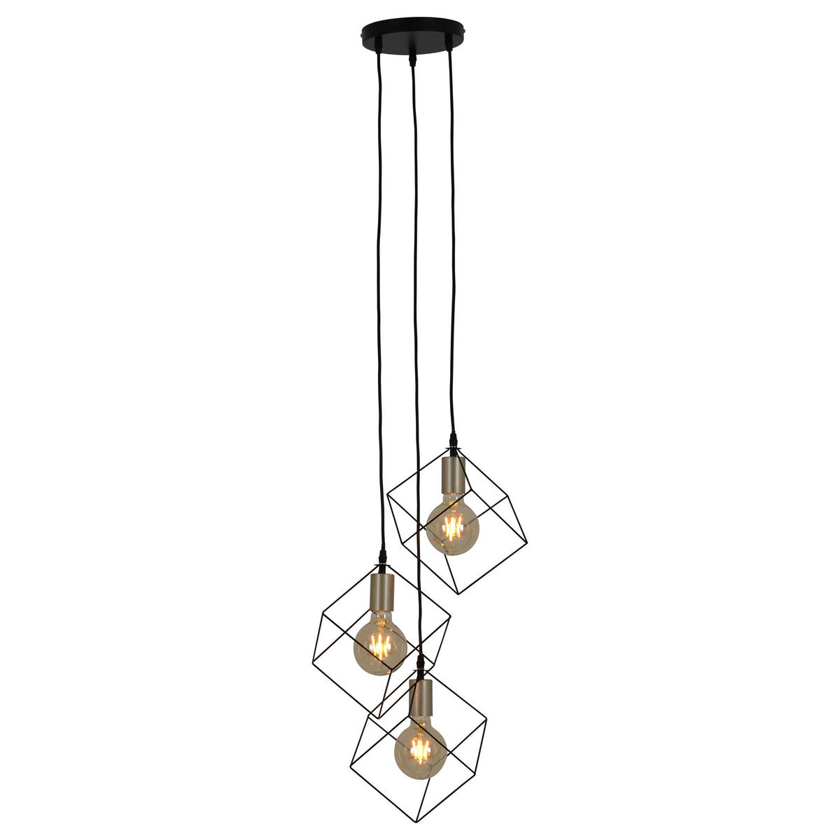 Näve Leuchten Pendelleuchte 7082922 schwarz Metall Kunststoff B/H/T: ca. 39x146x39 cm E27 3 Brennstellen Canto - schwarz (39,00/146,00/39,00cm) - Näve Leuchten