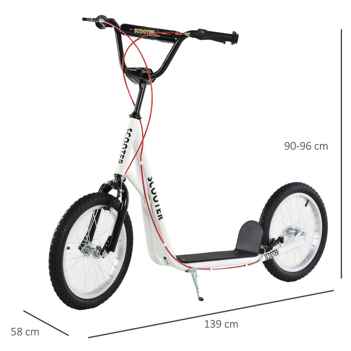 HOMCOM Kinderscooter weiß Kinderscooter 371-021WT - weiß (139,00/58,00/96,00cm) - HOMCOM