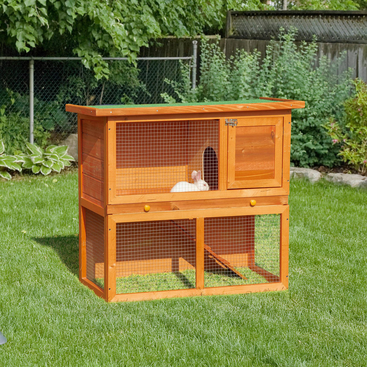 PawHut Kaninchenstall Kaninchenstall - (90,00/45,00/80,00cm) - PawHut